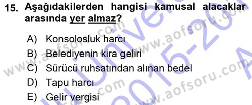 İdare Hukukuna Giriş Dersi Ara Sınavı Deneme Sınav Soruları 15. Soru