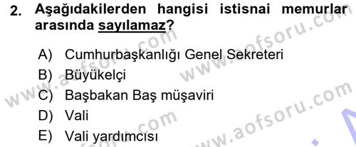 İdare Hukukuna Giriş Dersi 2015 - 2016 Yılı (Vize) Ara Sınav Soruları 2. Soru