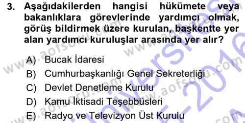 İdare Hukukuna Giriş Dersi Ara Sınavı Deneme Sınav Soruları 3. Soru