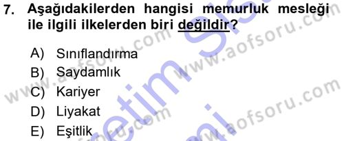 İdare Hukukuna Giriş Dersi 2015 - 2016 Yılı (Vize) Ara Sınav Soruları 7. Soru