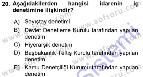 İdare Hukukuna Giriş Dersi 2015 - 2016 Yılı (Final) Dönem Sonu Sınav Soruları 20. Soru