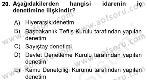 İdare Hukukuna Giriş Dersi 2015 - 2016 Yılı Tek Ders Sınav Soruları 20. Soru