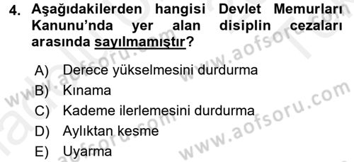 İdare Hukukuna Giriş Dersi 2015 - 2016 Yılı Tek Ders Sınav Soruları 4. Soru