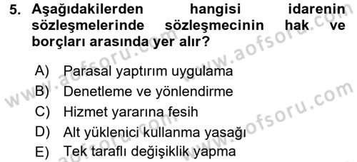 İdare Hukukuna Giriş Dersi 2015 - 2016 Yılı Tek Ders Sınav Soruları 5. Soru