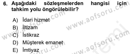 İdare Hukukuna Giriş Dersi 2015 - 2016 Yılı Tek Ders Sınav Soruları 6. Soru