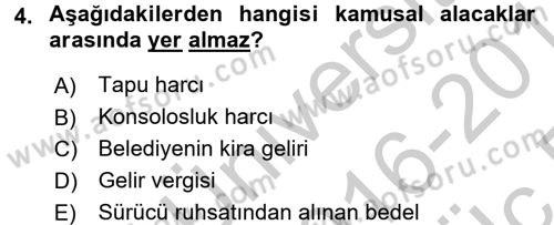İdare Hukukuna Giriş Dersi 2016 - 2017 Yılı 3 Ders Sınav Soruları 4. Soru