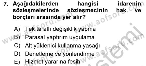İdare Hukukuna Giriş Dersi 2016 - 2017 Yılı 3 Ders Sınav Soruları 7. Soru