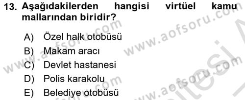 İdare Hukukuna Giriş Dersi Ara Sınavı Deneme Sınav Soruları 13. Soru