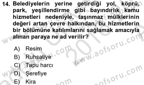 İdare Hukukuna Giriş Dersi 2016 - 2017 Yılı (Vize) Ara Sınav Soruları 14. Soru