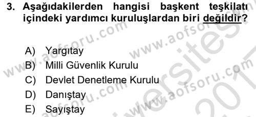 İdare Hukukuna Giriş Dersi 2016 - 2017 Yılı (Vize) Ara Sınav Soruları 3. Soru