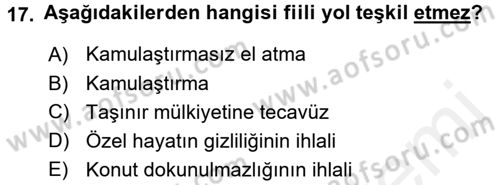 İdare Hukukuna Giriş Dersi 2016 - 2017 Yılı (Final) Dönem Sonu Sınav Soruları 17. Soru