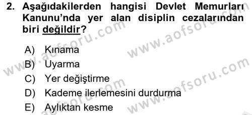 İdare Hukukuna Giriş Dersi 2016 - 2017 Yılı (Final) Dönem Sonu Sınav Soruları 2. Soru