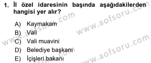 İdare Hukukuna Giriş Dersi 2017 - 2018 Yılı 3 Ders Sınav Soruları 1. Soru