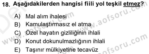 İdare Hukukuna Giriş Dersi 2017 - 2018 Yılı 3 Ders Sınav Soruları 18. Soru