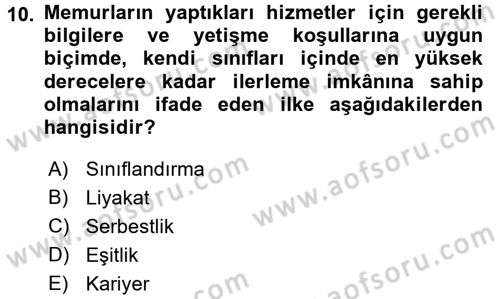 İdare Hukukuna Giriş Dersi 2017 - 2018 Yılı (Vize) Ara Sınav Soruları 10. Soru