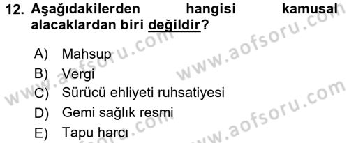 İdare Hukukuna Giriş Dersi Ara Sınavı Deneme Sınav Soruları 12. Soru