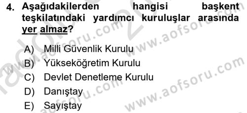 İdare Hukukuna Giriş Dersi 2017 - 2018 Yılı (Vize) Ara Sınav Soruları 4. Soru