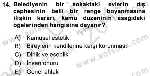İdare Hukukuna Giriş Dersi 2018 - 2019 Yılı 3 Ders Sınav Soruları 14. Soru
