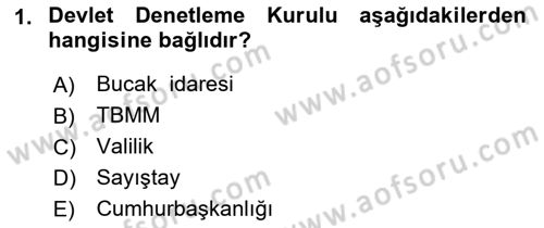 İdare Hukukuna Giriş Dersi Ara Sınavı Deneme Sınav Soruları 1. Soru