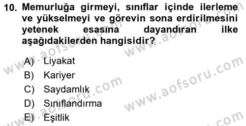 İdare Hukukuna Giriş Dersi 2018 - 2019 Yılı (Vize) Ara Sınav Soruları 10. Soru