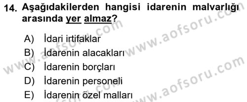 İdare Hukukuna Giriş Dersi Ara Sınavı Deneme Sınav Soruları 14. Soru