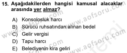 İdare Hukukuna Giriş Dersi Ara Sınavı Deneme Sınav Soruları 15. Soru