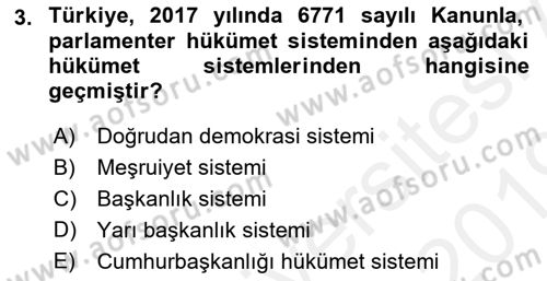 İdare Hukukuna Giriş Dersi Ara Sınavı Deneme Sınav Soruları 3. Soru