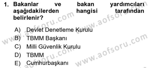 İdare Hukukuna Giriş Dersi 2018 - 2019 Yılı (Final) Dönem Sonu Sınavı 1. Soru