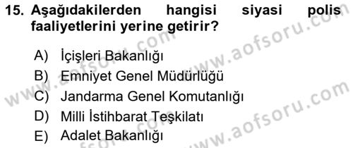 İdare Hukukuna Giriş Dersi 2018 - 2019 Yılı Yaz Okulu Sınavı 15. Soru