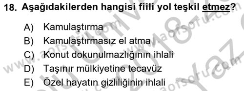 İdare Hukukuna Giriş Dersi 2018 - 2019 Yılı Yaz Okulu Sınavı 18. Soru