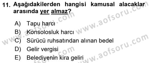 İdare Hukukuna Giriş Dersi 2019 - 2020 Yılı (Vize) Ara Sınav Soruları 11. Soru