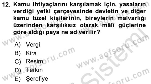 İdare Hukukuna Giriş Dersi Ara Sınavı Deneme Sınav Soruları 12. Soru