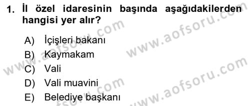 İdare Hukukuna Giriş Dersi 2019 - 2020 Yılı (Final) Dönem Sonu Sınav Soruları 1. Soru