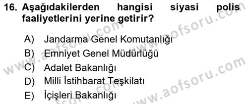 İdare Hukukuna Giriş Dersi 2019 - 2020 Yılı (Final) Dönem Sonu Sınav Soruları 16. Soru