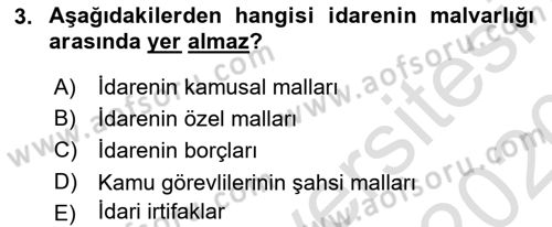 İdare Hukukuna Giriş Dersi 2019 - 2020 Yılı (Final) Dönem Sonu Sınav Soruları 3. Soru