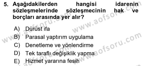 İdare Hukukuna Giriş Dersi 2019 - 2020 Yılı (Final) Dönem Sonu Sınav Soruları 5. Soru
