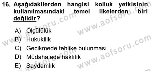 İdare Hukukuna Giriş Dersi 2020 - 2021 Yılı Yaz Okulu Sınav Soruları 16. Soru