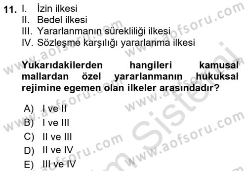 İdare Hukukuna Giriş Dersi 2021 - 2022 Yılı (Vize) Ara Sınav Soruları 11. Soru