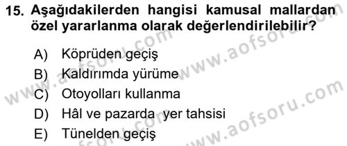 İdare Hukukuna Giriş Dersi Ara Sınavı Deneme Sınav Soruları 15. Soru