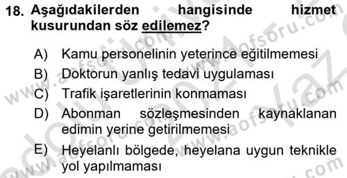 İdare Hukukuna Giriş Dersi 2021 - 2022 Yılı Yaz Okulu Sınavı 18. Soru