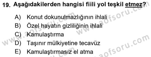 İdare Hukukuna Giriş Dersi 2021 - 2022 Yılı Yaz Okulu Sınavı 19. Soru