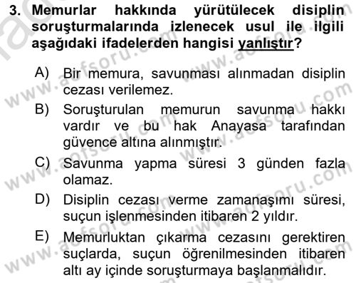 İdare Hukukuna Giriş Dersi 2021 - 2022 Yılı Yaz Okulu Sınavı 3. Soru