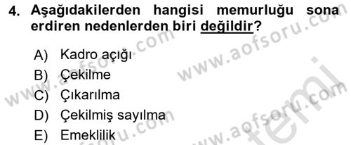 İdare Hukukuna Giriş Dersi 2021 - 2022 Yılı Yaz Okulu Sınavı 4. Soru