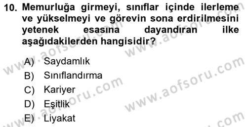 İdare Hukukuna Giriş Dersi 2022 - 2023 Yılı (Vize) Ara Sınav Soruları 10. Soru