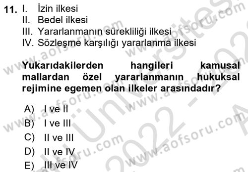 İdare Hukukuna Giriş Dersi Ara Sınavı Deneme Sınav Soruları 11. Soru