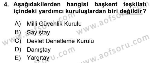İdare Hukukuna Giriş Dersi 2022 - 2023 Yılı (Vize) Ara Sınav Soruları 4. Soru