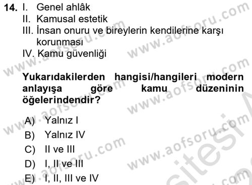 İdare Hukukuna Giriş Dersi 2022 - 2023 Yılı (Final) Dönem Sonu Sınav Soruları 14. Soru