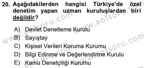 İdare Hukukuna Giriş Dersi 2022 - 2023 Yılı (Final) Dönem Sonu Sınav Soruları 20. Soru