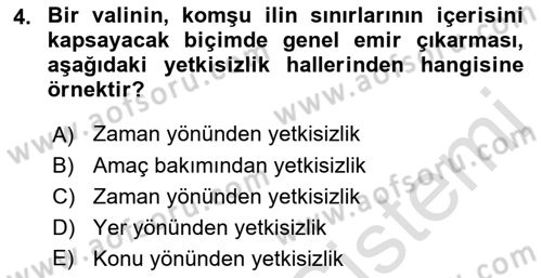İdare Hukukuna Giriş Dersi 2022 - 2023 Yılı (Final) Dönem Sonu Sınav Soruları 4. Soru