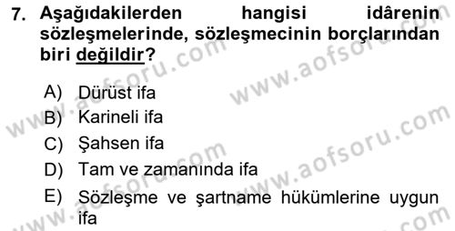 İdare Hukukuna Giriş Dersi 2022 - 2023 Yılı (Final) Dönem Sonu Sınav Soruları 7. Soru
